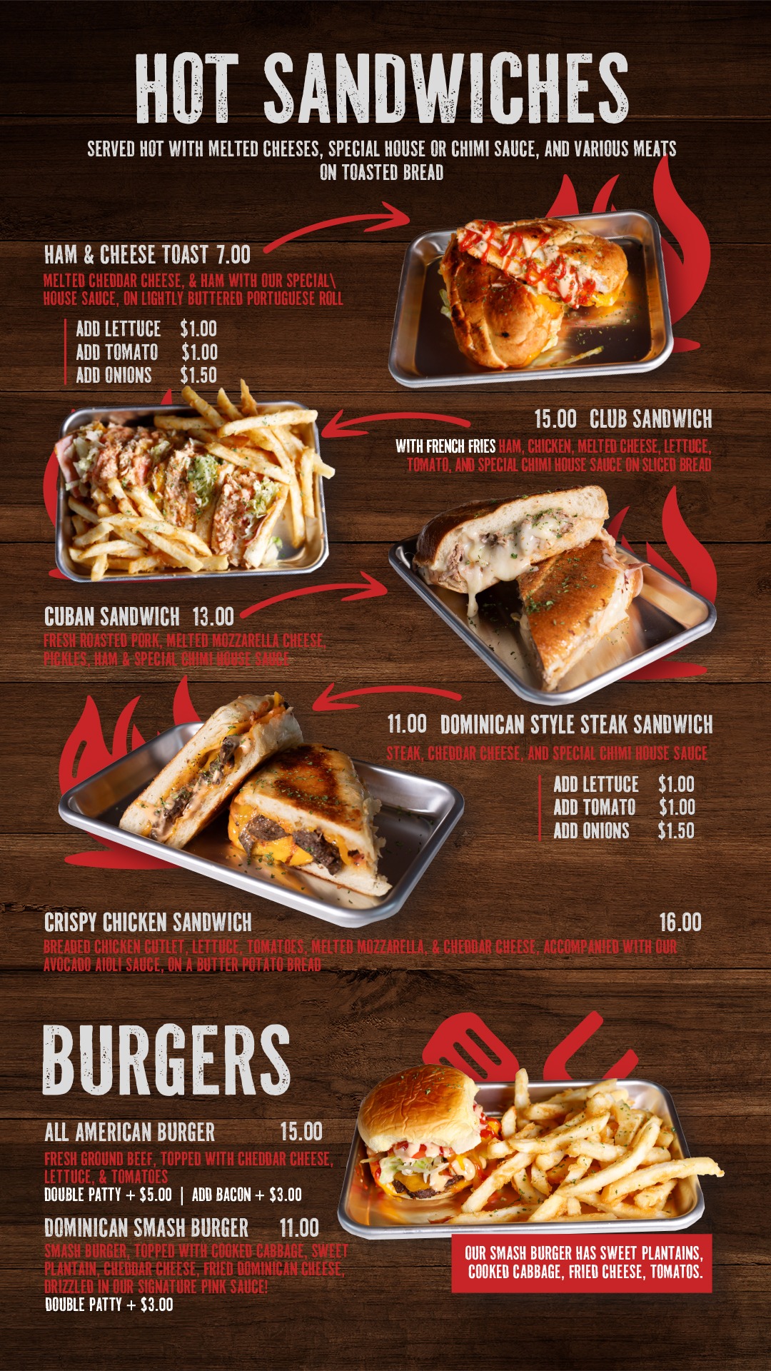Hot Sandwiches menu